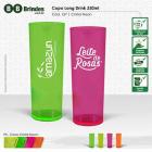 Copo Long Drink Cristal PS 330ml rosa e verde claro
